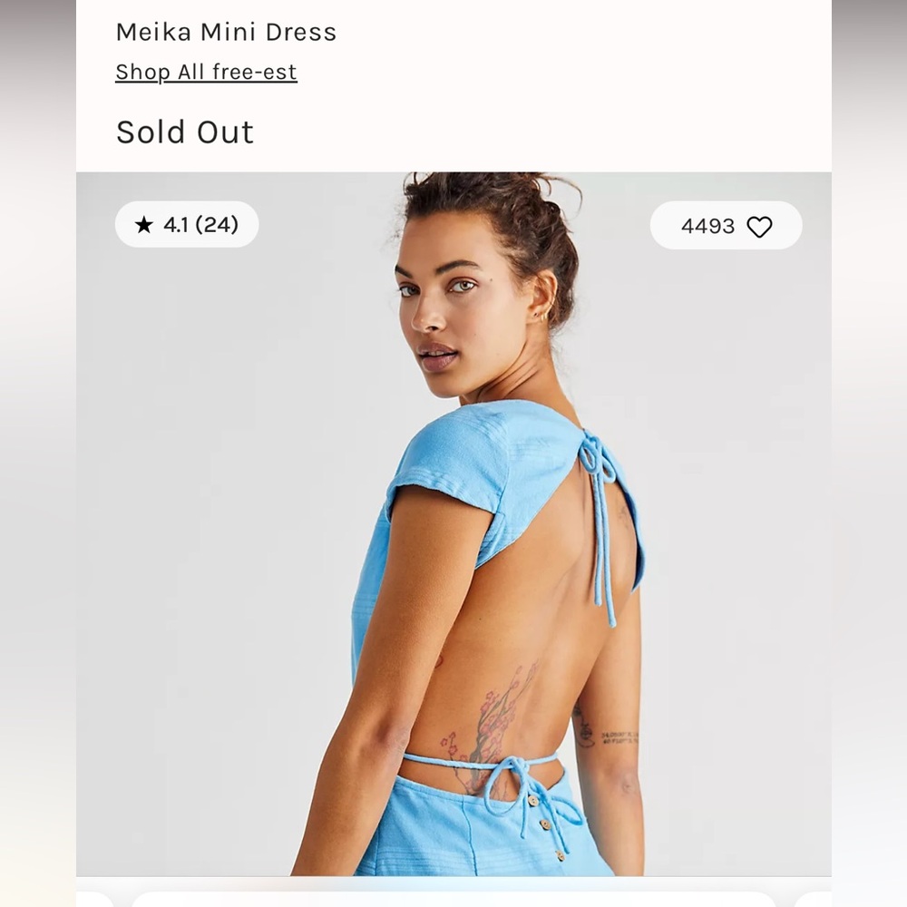 Free people backless mini dress
